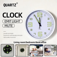 Jam Dinding,Estetik,Cahaya Bercahaya Dalam Gelap ,BulatJam Dinding, Hiasan Ruang Tamu RumahSenyap, T