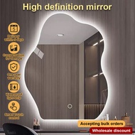 Cermin estetik LED Mirror with light HD Cermin Irregular touch three color light Smart mirror镜子