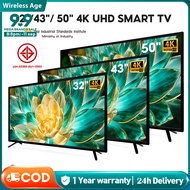 ทีวี 43 นิ้ว smart tv 32 นิ้ว สมาร์ททีวี tv 4K UHD 50 นิ้ว โทรทัศน์ LED เชื่อมต่อwifi Android TV รับ