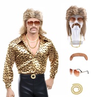 Funny 80s Disco Costume Set Accessories Hippie Glasses Necklace Curly Rock Wig 80s Disco Theme Party