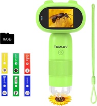 TOMLOV P30 เด็กกล้องจุลทรรศน์แบบพกพา 1000X2 "LCD กล้องจุลทรรศน์ดิจิตอล HD กล้องและวิดีโอพ็อกเก็ตแว่น