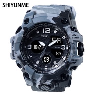 SHIYUNME Men's Watch Camouflage Military Digital-watch Men's G Style Sports Army Waterproof Dual Display Multi-Time Zone Quartz Watch