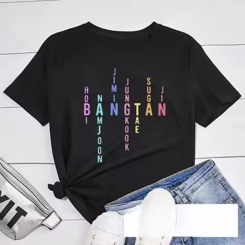 Nueva camiseta con estampado de letras para mujer camiseta informal de moda versión coreana para muj