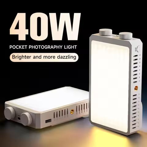 Portable 40W LED Camera Light 2800K-9000K Handheld Filling Light 4400mAh Rechargeable Pocket Photogr