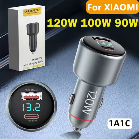 For Xiaomi Car Charger 120W 100W HyperCharge Super Fast Charging In Car Cargador Auto For Mi 17 15 1