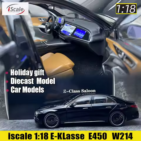 iScale Diecast model 1:18 scale E-Klasse E450 W214 New sedan Car model Static decoration Holiday gif