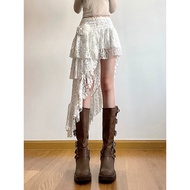Begonia Boutique Women's Bohemian Nomad Skirt - Rose Love Words Design, Irregular Beveled Lace Layer