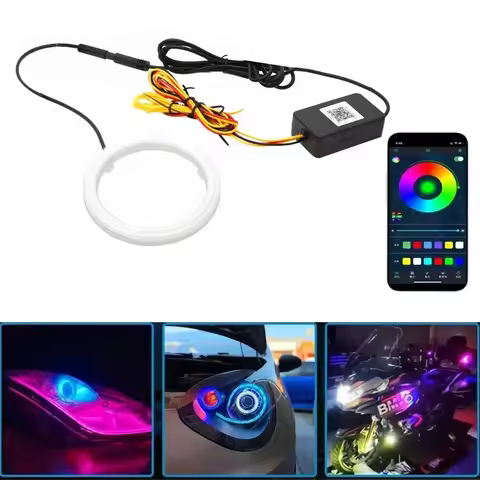 1PC 9-30V RGB Cotton LED Angel Eyes Halo Rings 60mm 70mm 80mm LED Headlight Lamps For Motorcycle DRL