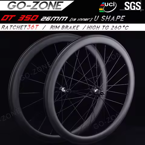 Light 700c Road DT 350 Carbon Wheels Rim Brake Ratchet 36T 26mm U Shape High TG 260 °C UCI Approved 