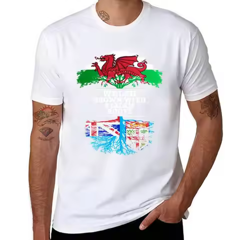 Fijian For Roots With Fiji Roots With Fijian Gift Welsh Grown From T-Shirt Work Basic Short Sleeve T