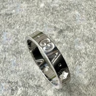 👍🏻Gucci 古馳 Icon系列 镂空星星 925銀 戒指 窄版 18K鍍金 白金色 男女同款 情侶款