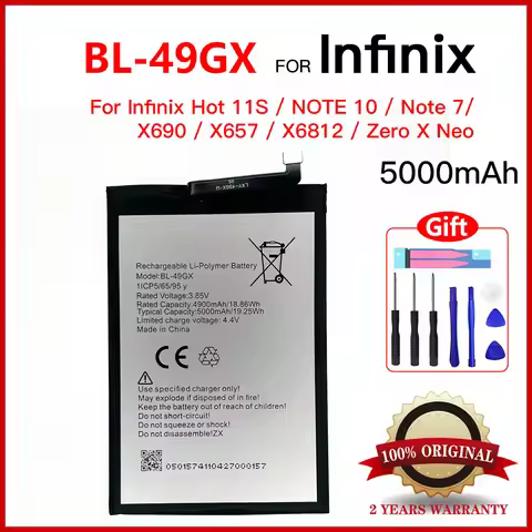 Genuine 5000mAh BL-49GX For Infinix Note 7 10 note7 Note10 X690 X657 X693 X6812 Hot 11S Zero X Batte