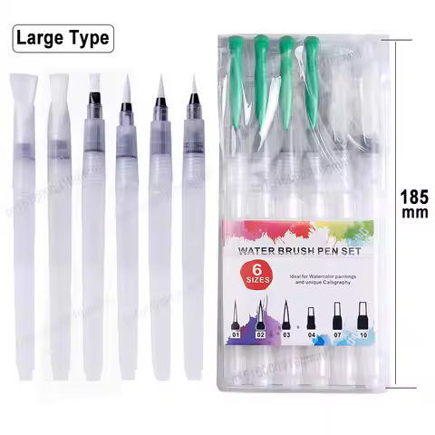 6Pcs Set Watercolor Brush Pen Nylon Hair Refillable Water Color Paint Brush #01 #02 #03 #04 #07 #10 