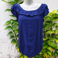 LD 90 CACHE CACHE cool navy rayon blouse top