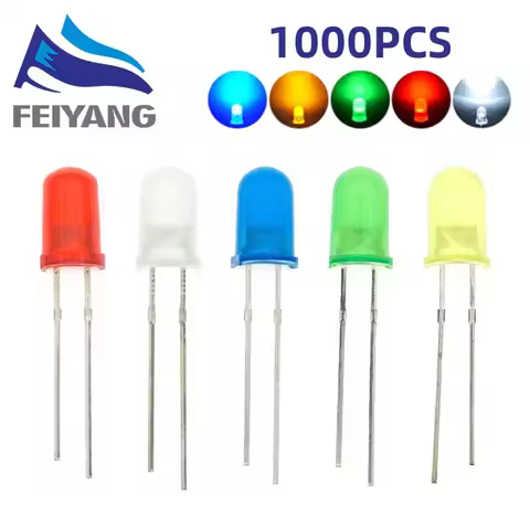SAMIROB 1000pcs LED 5MM White/Blue/Red/Yellow/Green/Orange Light Bulbs / 5MM White Colour LED Emitti