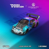 Time Micro TM 1:64合金模型！RWB964寛體改装版，新色Mini Station定制版預售中。電玩Forza極限競速玩家設計塗裝，Hoonigan Rainbow彩色43號。限量49