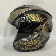 BXP Vixion Samurai Helmet (Gold) Glossy Black - Adult SNI Helmet