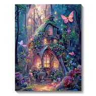 Adult and Children's Diamond Painting Kit DIY 5D Dream House Full Round Diamond Mosaic Landscape Cre