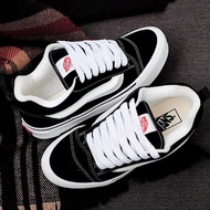 Sepatu Gemuk Vans Knu Skool Black and White Sneakers for Men and Women