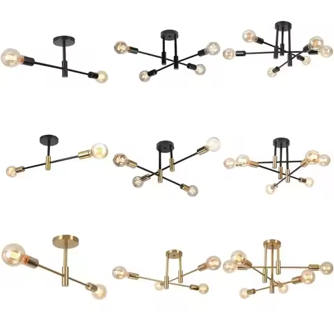 Simple Branch Ceiling Chandelier Modern Nordic E27 Black Gold LED Ceiling Light Restaurant Aisle Bal
