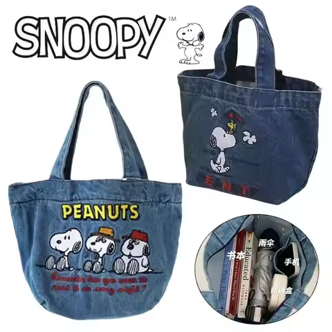 Snoopy Handbags Fashion Women Portable Lightweight Zipper Bag Cute Cartoon Vintage Female Bento Tote