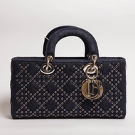 DIOR D-joy單寧單肩包 - 小號深藍牛仔