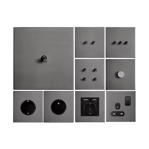 Retro Gray Stainless Steel Panel 1-4 Gang 2 Way Toggle Switch Metal Texture Personality Switch for H