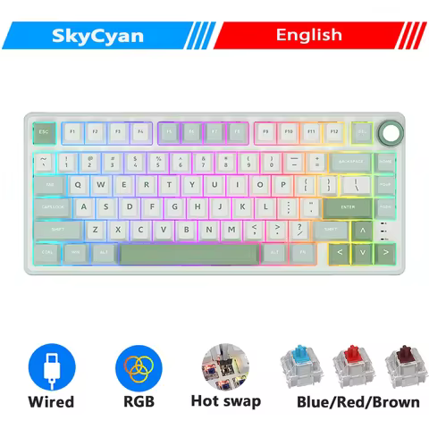 RK Royal Kludge R75 Gasket Wired Mechanical Keyboard 80 Keys RGB Backlit Hot-swappable Spanish Gamer