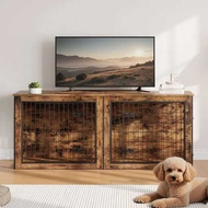 Furniture Pet Dogs Large Double Crate Furniture With Divider Wooden Indoor Dog Kennel TV Stand For M