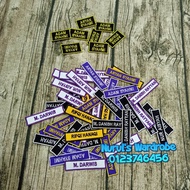 Nametag sekolah (rumi/jawi), tag kasut sekolah - minimum order 5pcs @ 3 pasang - boleh mix