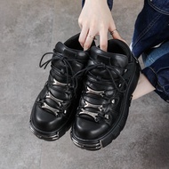Edgy Fashion Must - Have! Heavy Metal Thick Sole High - Top Punk Leather Shoes & Gothic Dark Biker B