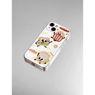 Cute Graffiti Sandwich Burger French Fries Hollow Suitable for Apple 14p Phone Case Transparent Uniq