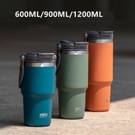 900ml/1200ml Double Stainless Steel Thermal Flask With Straw Coffee Tea Car Travel Climbing Thermal Water Bottle  With Handle Tumbler