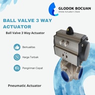 Actuator Ball Valve 3 Way Type L Port Size 1 Inch Double Acting Diskon