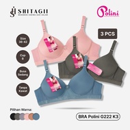 Polini G222 K3 Bra 3 Pcs | No Wire | BH Super Comfortable and CoolWanita | Cup B | Size 36-42 | 3pcs