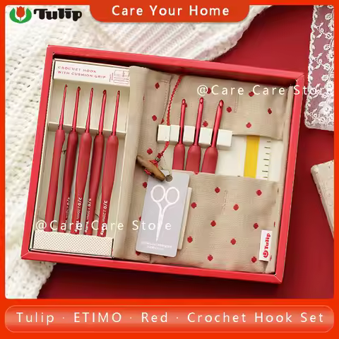 Original Tulip Etimo Red Crochet Hook Set Crochet Needle Kit Tulip Set Knitting Hook Set Crochet Nee