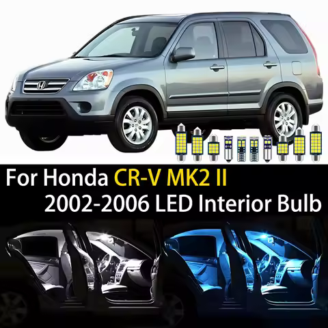 8pcs For Honda CR-V CRV MK2 II 2002 2003 2004 2005 2006 Car LED Interior Dome Map Light License Plat