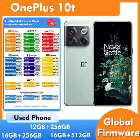 OnePlus 10t 5G 12GB 16GB RAM 256GB 512GB ROM Smartphone 6.7-inches 4800mAH Battery 50MP Pixel Rear C