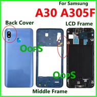 Back Housing Frame For Samsung A30 A305 A305F LCD Front Middle Frame &amp; Back Battery Cover On Off Volume Buttons
