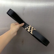 Armani Casual Men's Belt 3.8cm Fashionable Lychee Pattern Trendy Versatile Belt Letters AX Niche Bel