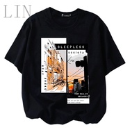 LIN  M-XXL sleepless society tshirt man woman t shirt women man cotton streetwear baju perempuan lel