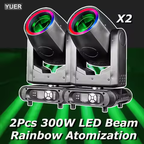 2Pcs/lot Beam 300W LED Moving Head Lighting And Ring With Rainbow Frost Focusing Effect For Wedding