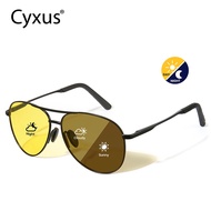 Cyxus Aviator Sunglasses Photochromic Polarized UV400 Metal Frame Driving Glasses Unisex