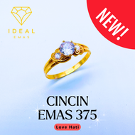 IDEAL Cincin Emas 375 / 9k Love Hati Bunga Original Gold Ring Stone Love Nikah Design Murah Tulen 37