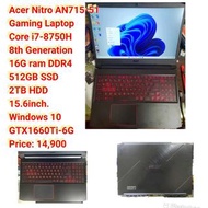 Acer Nitro AN715-51Gaming LaptopCore i7-8750H8th Generation16G