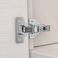 Chibery 10 Pack 1/2" Half Overlay 3D Soft Close Concealed Hinge for Face Frame Door ＆ Frameless Door, Clip-on Plate, Self Closing Hidden Satin Nickel, 105° Open Angle Concealed Stainless Steel Hinges