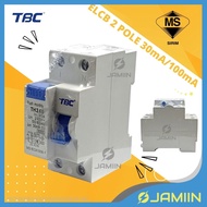 TBC 2 POLE 30mA / 100mA Residual Current Circuit Breaker ELCB Electrical Component 25A / 40A / 63A 2