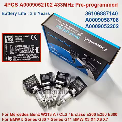 4PCS 433MHz TPMS Sensor 0009052102 A0009052102 36106887140 A0009058708 for Mercedes-Benz W213 E200 E