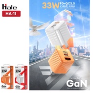 Hale อะแดปเตอร์ชาร์จเร็ว 2ช่อง GaN 33W PD type-C + usb A QC3.0 หัวชาร์จ ปลั๊กชาร์จ Fast Charger สีส้ม HA-11 ก้าวไกล