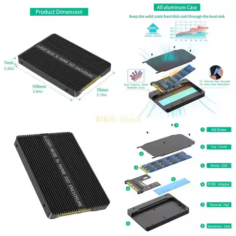 M.2 SSDs to U.2 Adapter 2 in 1 M.2 NVMe SATAs-Bus NGFFs SSDs to PCIe U.2 SFF-8639 PCIe M.2 Adapter C